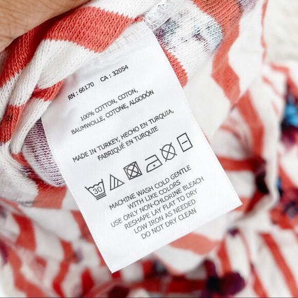 Anthropologie Women's Postmark Striped Floral Red Side Tie Top‎ Size Small - Picture 5 of 5